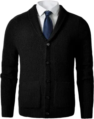 Men's Shawl Collar Cardigan Sweater - Cable Knit, Button-Up, Merino Wool - A Modern Classic That Never Goes Out of Style