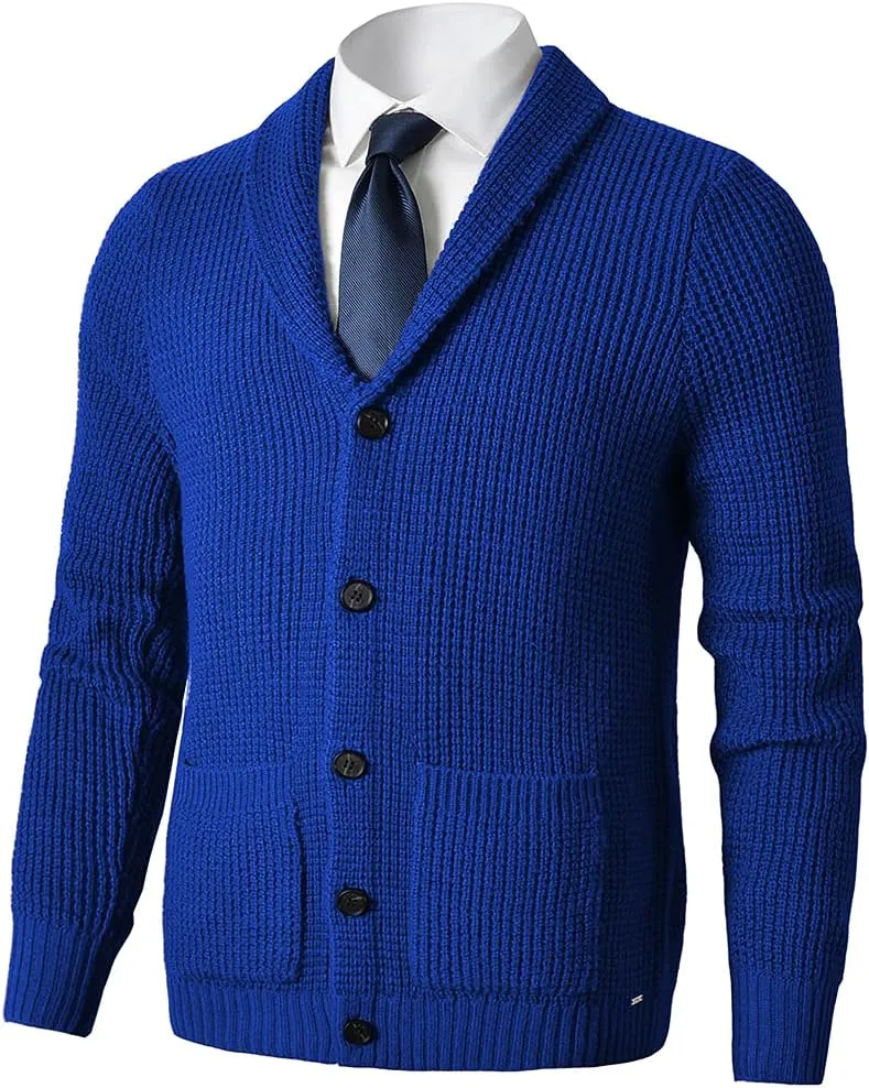 Men's Shawl Collar Cardigan Sweater - Cable Knit, Button-Up, Merino Wool - A Modern Classic That Never Goes Out of Style