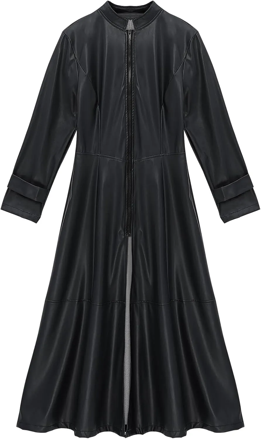 Mens Steampunk Gothic Stand Collar Long Coat Casual Wear Faux Leather Trench Coat Outfits