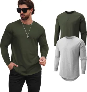 Mens T Shirts Casual Hipster Hip Hop Longline Crewneck Tee Shirts