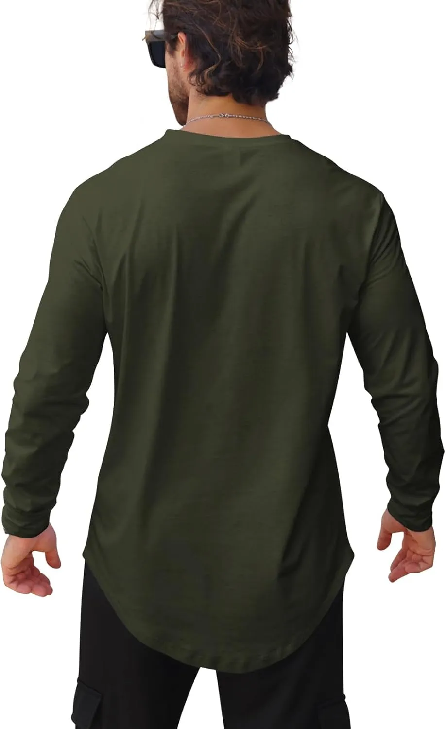 Mens T Shirts Casual Hipster Hip Hop Longline Crewneck Tee Shirts