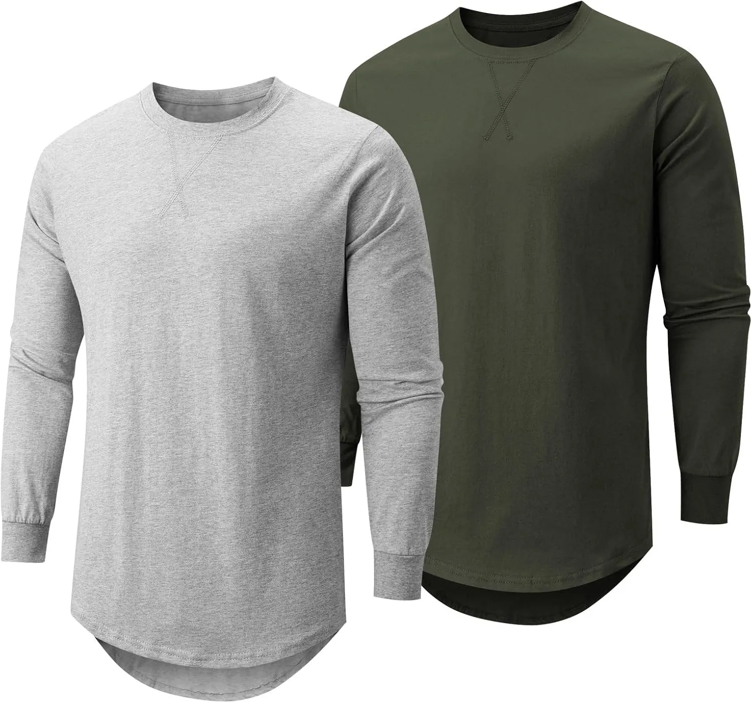 Mens T Shirts Casual Hipster Hip Hop Longline Crewneck Tee Shirts