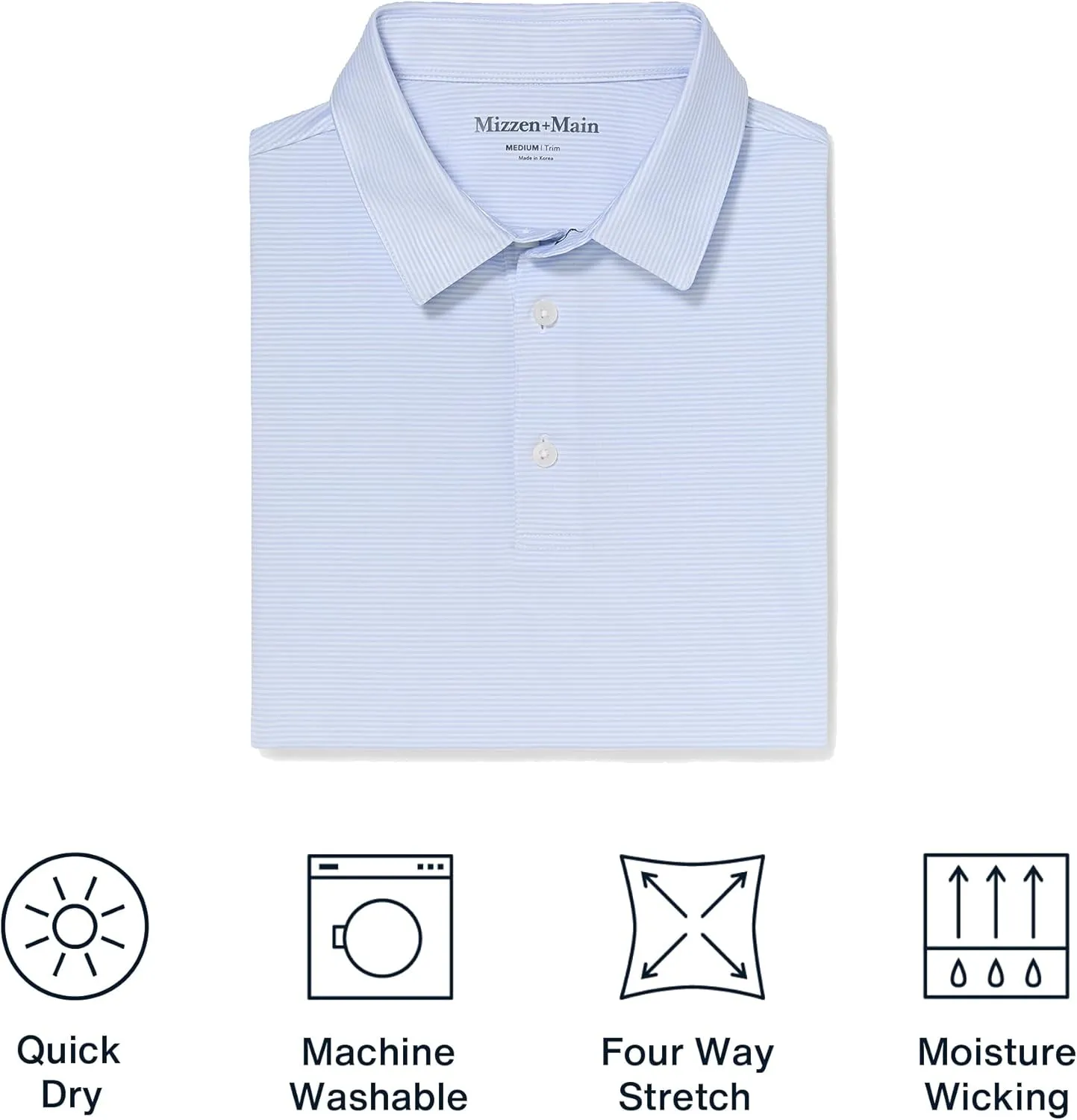 Mizzen Main Versa Men's Performance Short-Sleeve Polo - Lightweight, Moisture-Wicking, UPF 50 , 4-Way Stretch - Trim Fit