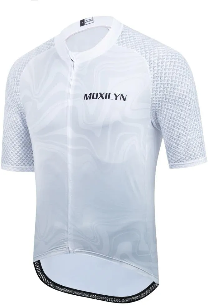 MOXILYN Men's Cycling Jersey Short Sleeve with 4 Pockets Moisture Wicking Breathable Quick Dry MTB Biking Shirt
