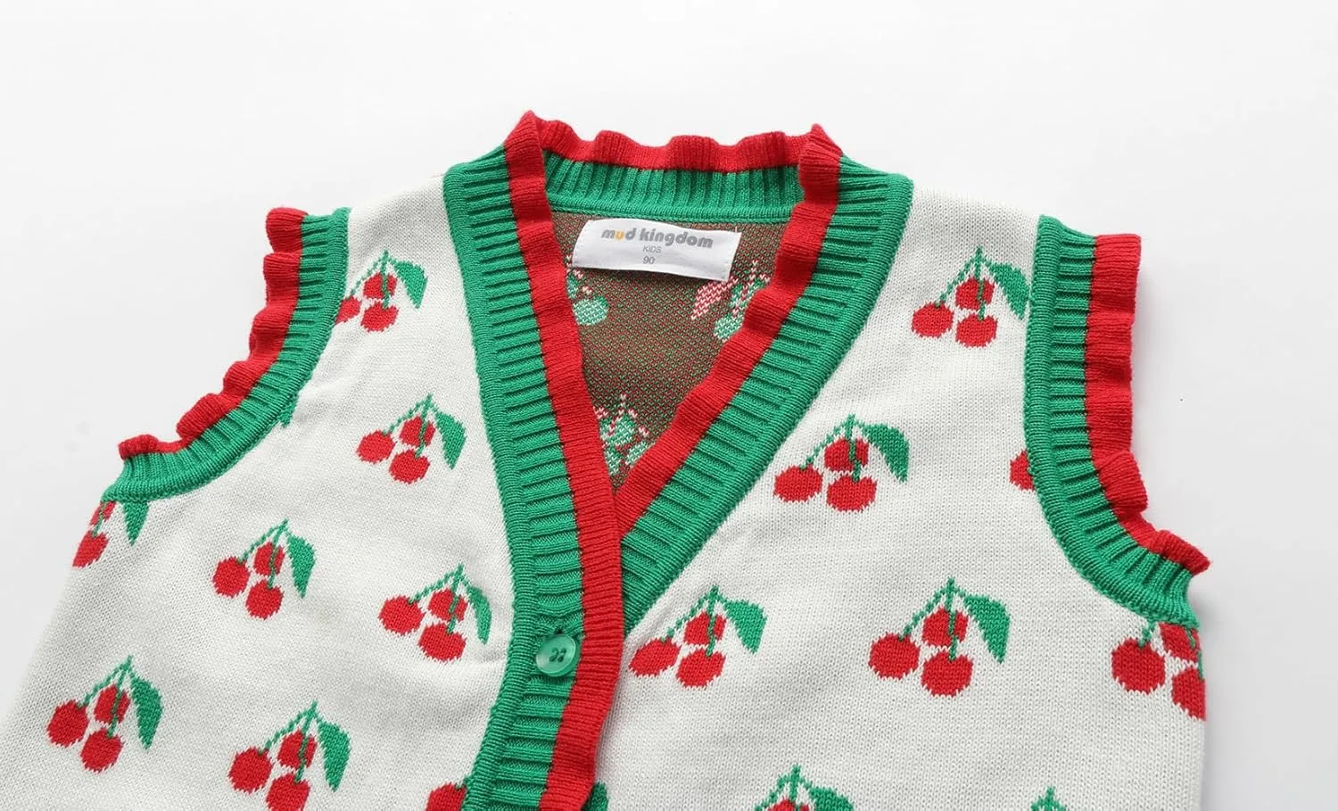Mud Kingdom Toddler Little Girls Sweater Vest Knitted Sleeveless Button Down V-Neck Spring Autumn