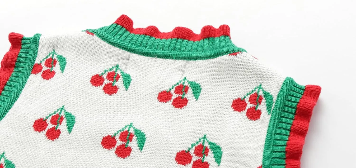 Mud Kingdom Toddler Little Girls Sweater Vest Knitted Sleeveless Button Down V-Neck Spring Autumn
