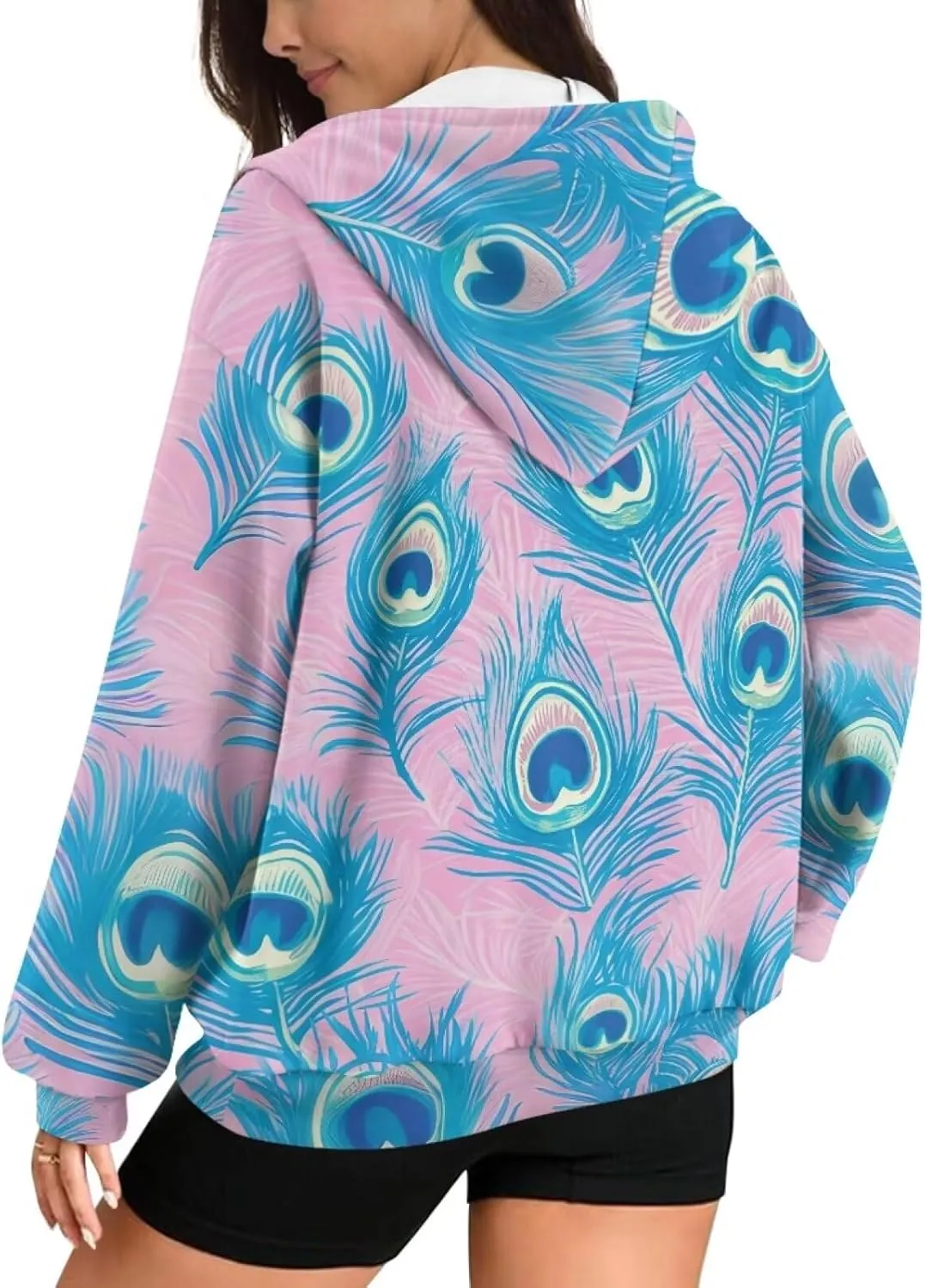 Oversized Hoodies Women Hooded Hoodie with Pockets Zipper Sweatshirt Sweater Fall Activewear for Lady Workout
