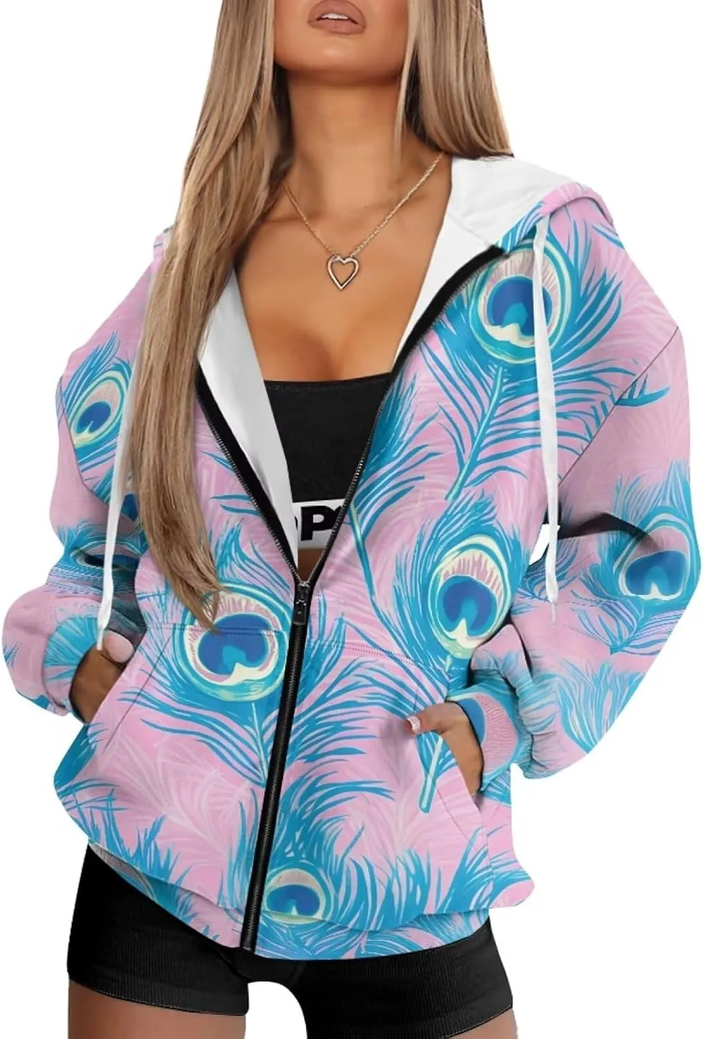 Oversized Hoodies Women Hooded Hoodie with Pockets Zipper Sweatshirt Sweater Fall Activewear for Lady Workout