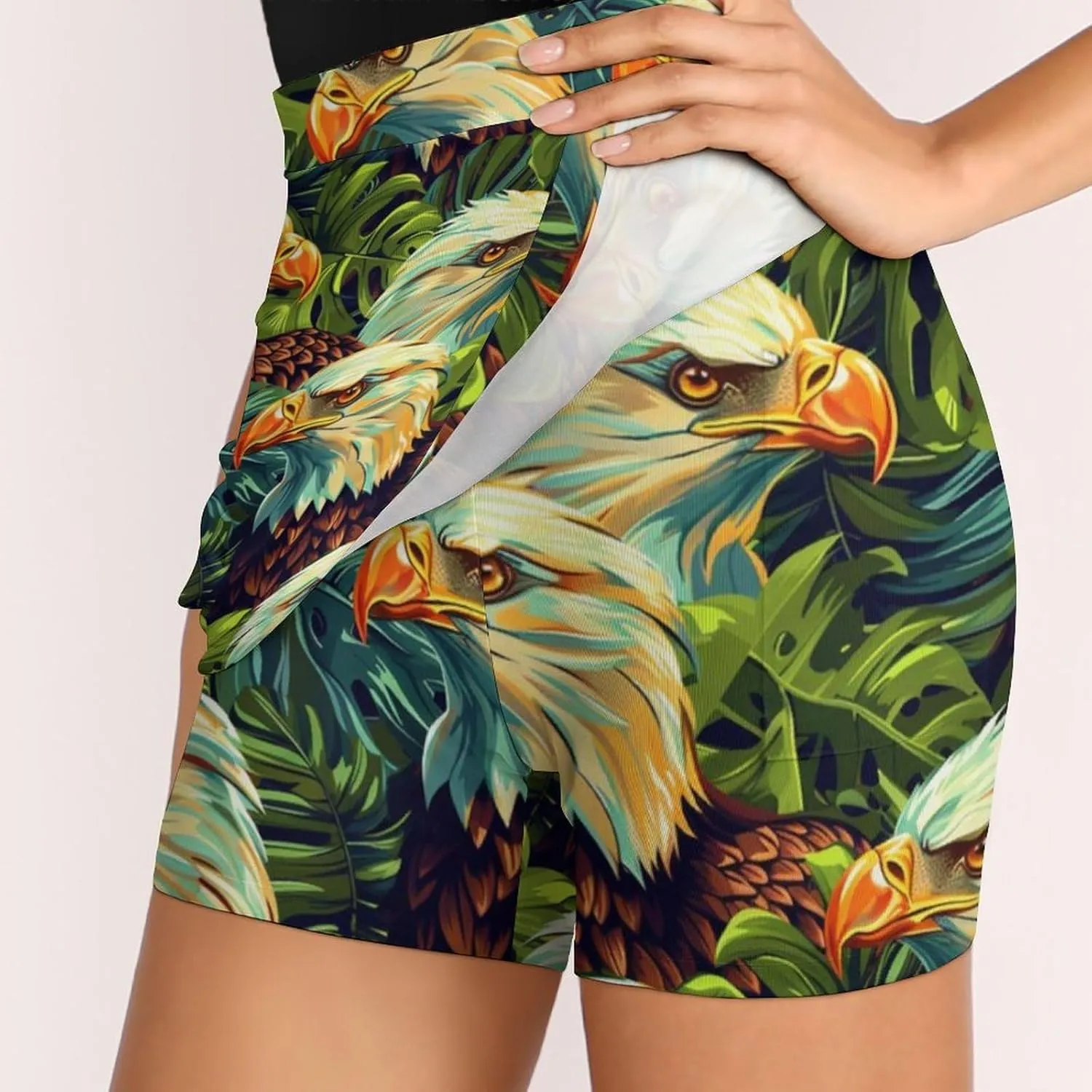 Owl Pattern Mini Pleated Skirts for Women Sexy Mini Skirt Short Cargo Skirt Skater A-line Pleated Skirt