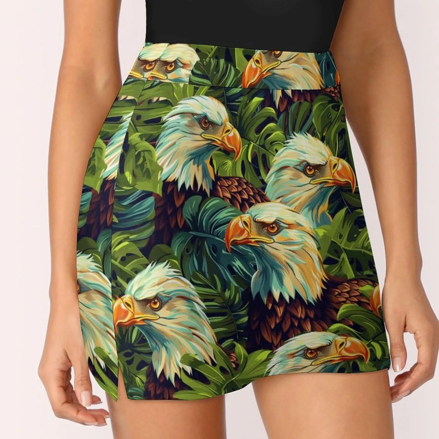 Owl Pattern Mini Pleated Skirts for Women Sexy Mini Skirt Short Cargo Skirt Skater A-line Pleated Skirt