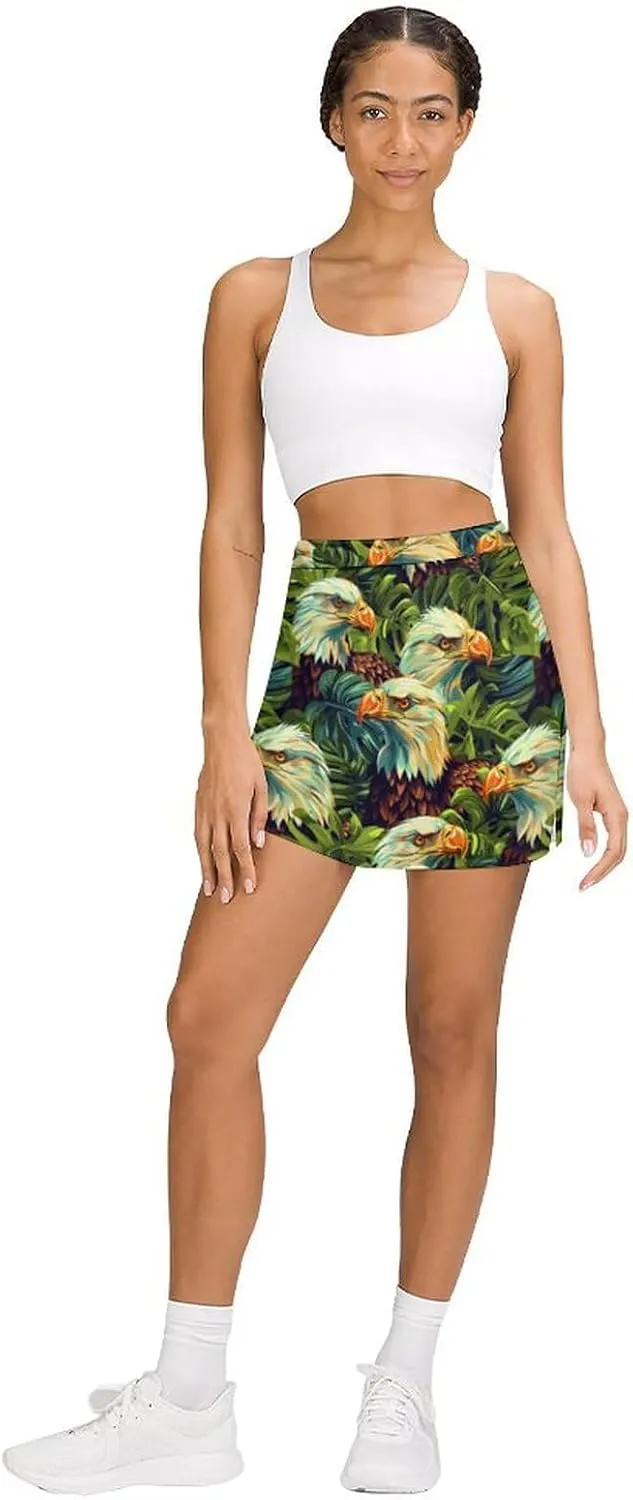 Owl Pattern Mini Pleated Skirts for Women Sexy Mini Skirt Short Cargo Skirt Skater A-line Pleated Skirt