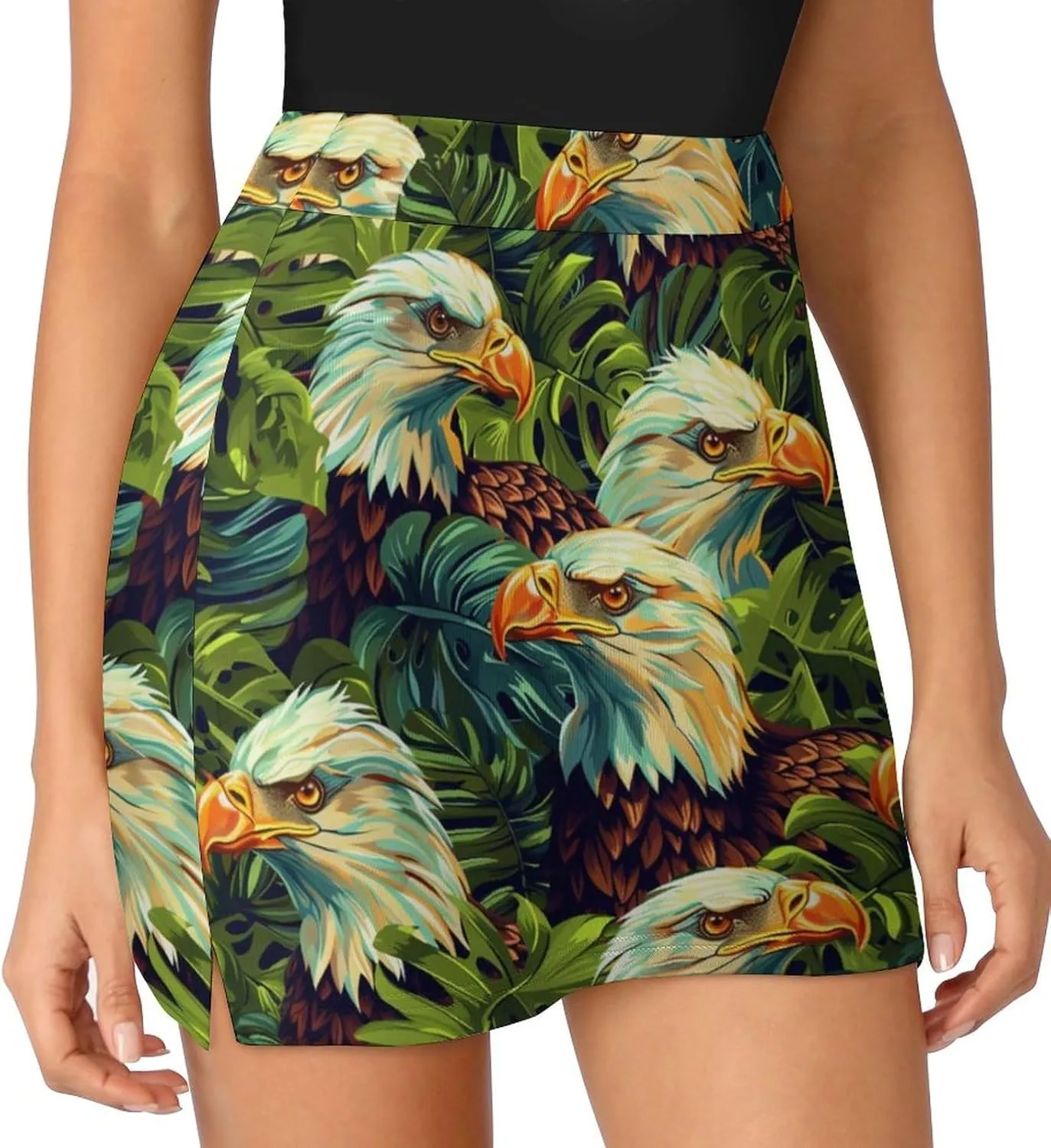 Owl Pattern Mini Pleated Skirts for Women Sexy Mini Skirt Short Cargo Skirt Skater A-line Pleated Skirt