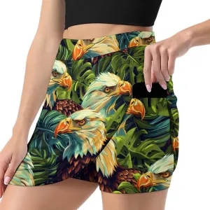 Owl Pattern Mini Pleated Skirts for Women Sexy Mini Skirt Short Cargo Skirt Skater A-line Pleated Skirt