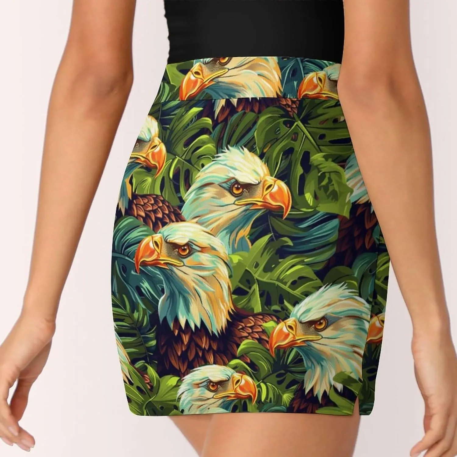 Owl Pattern Mini Pleated Skirts for Women Sexy Mini Skirt Short Cargo Skirt Skater A-line Pleated Skirt