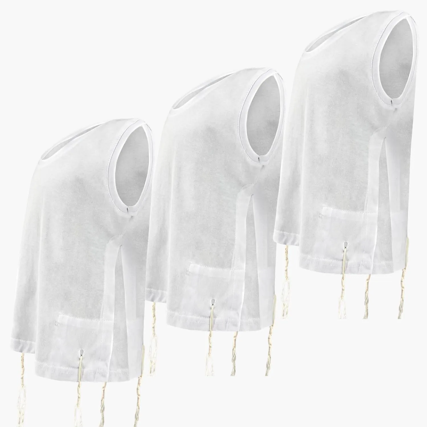 Pack of Boys Tzitzit T-Shirt Kosher Sephardic - Round Neck by Melechet Machshevet Judaica-100% Cotton Tallit Katan Undershirt