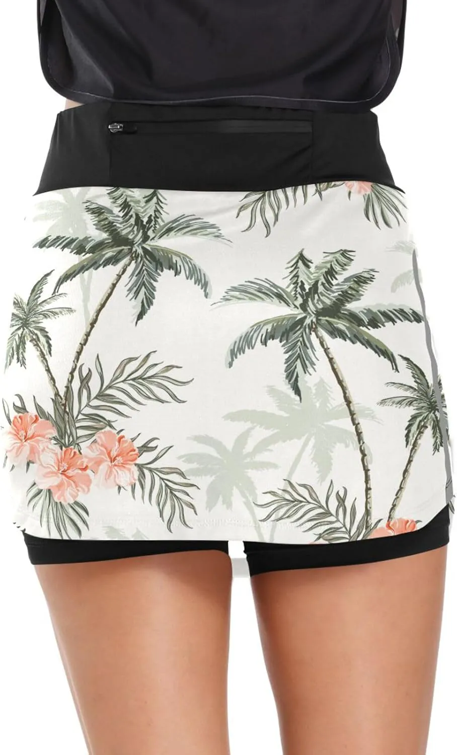 Palm Tree Women's Tennis Skirt with Pocket High Waisted Golf Athletic Activewear Skorts