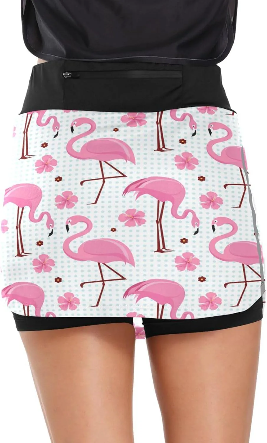 Pink Flamingos Women's Tennis Skirt with Pocket High Waisted Golf Athletic Activewear Skorts
