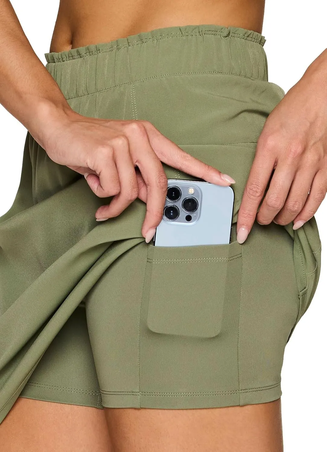 RBX Active Skort for Women, Longer Length Cargo-Style Quick Drying Hiking Tennis Skirt with Inner Compression Short