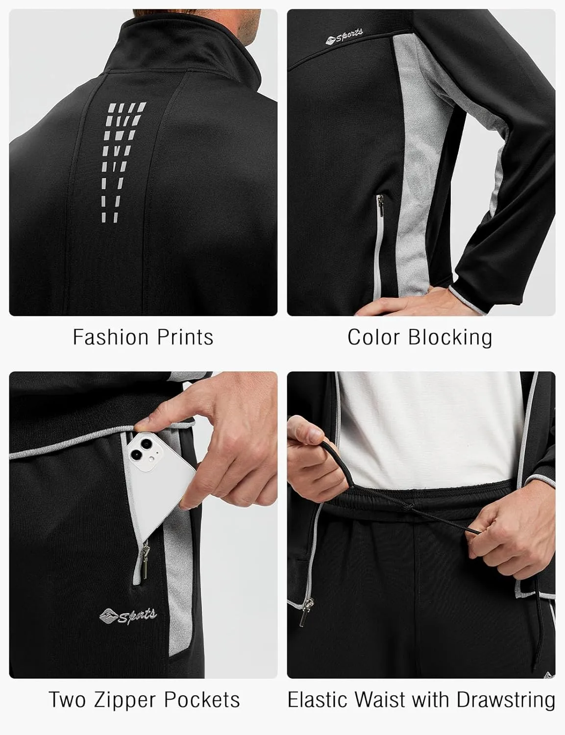 Rdruko Men's Tracksuit Sweatsuits 2 Piece Set Athletic Jogging Gym Activewear Sweat Track Suits Sets