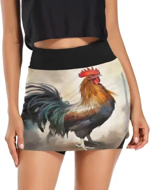 Rooster Women's Tennis Skirt with Pocket High Waisted Golf Athletic Activewear Skorts
