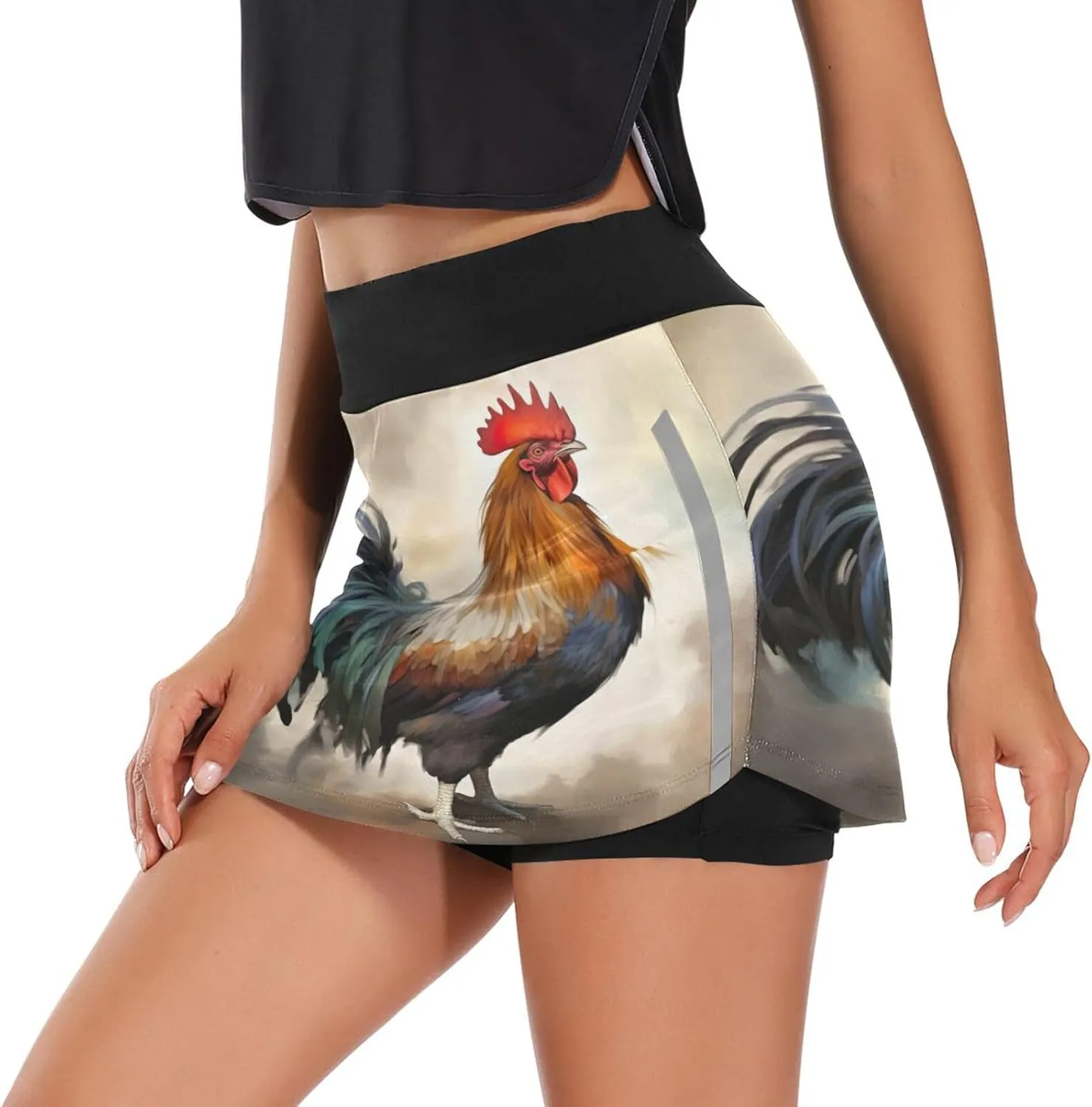 Rooster Women's Tennis Skirt with Pocket High Waisted Golf Athletic Activewear Skorts