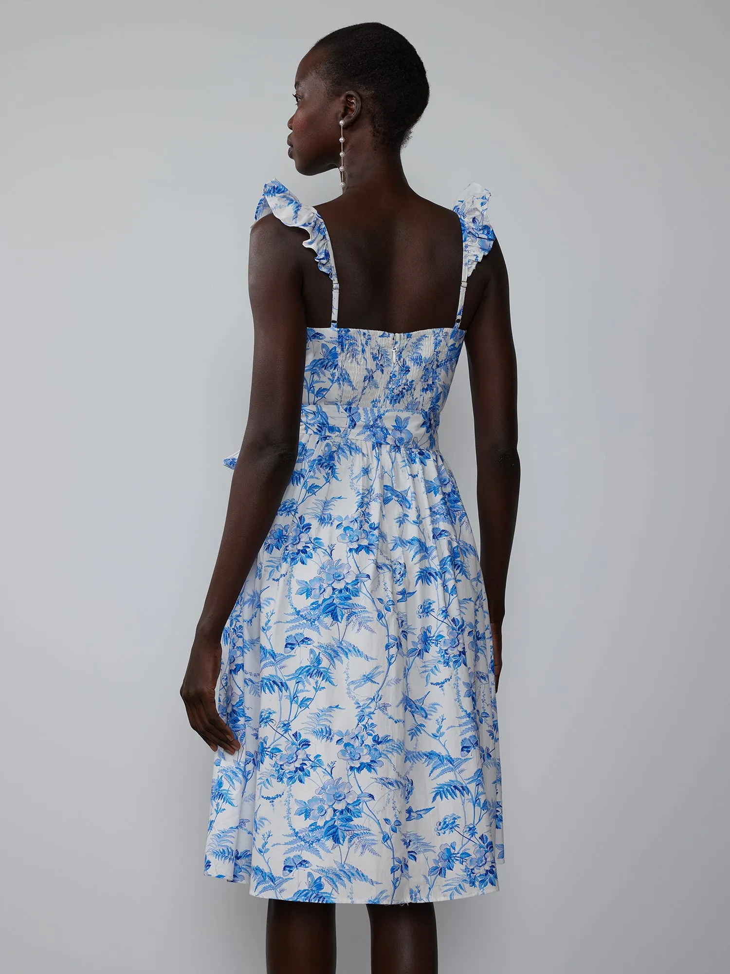 Ruffle Sleeve Floral Print Princess Seam Dress