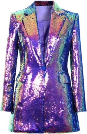 Sequins Womens Blazer Womens Jacket Evening Party Christmas Sparkly Cardigan Coat