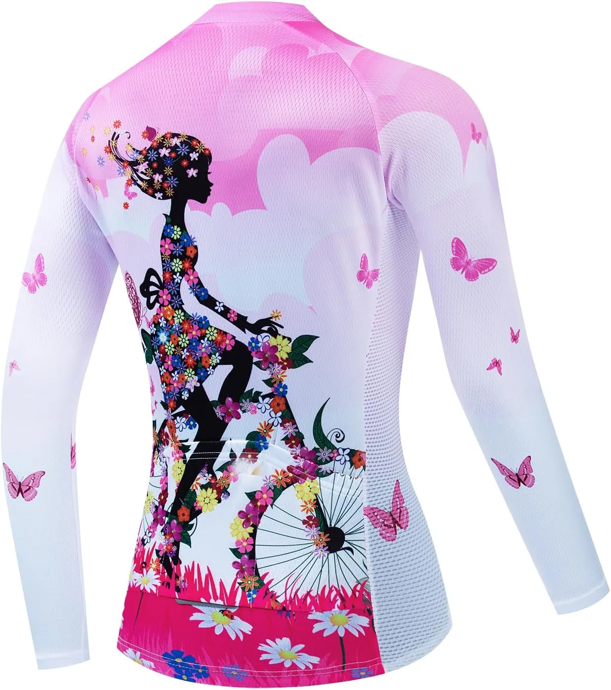 Serijoars Women's Long Sleeve Cycling Jersey MTB Shirts Quick Dry Bike Tops with Reflective Strip