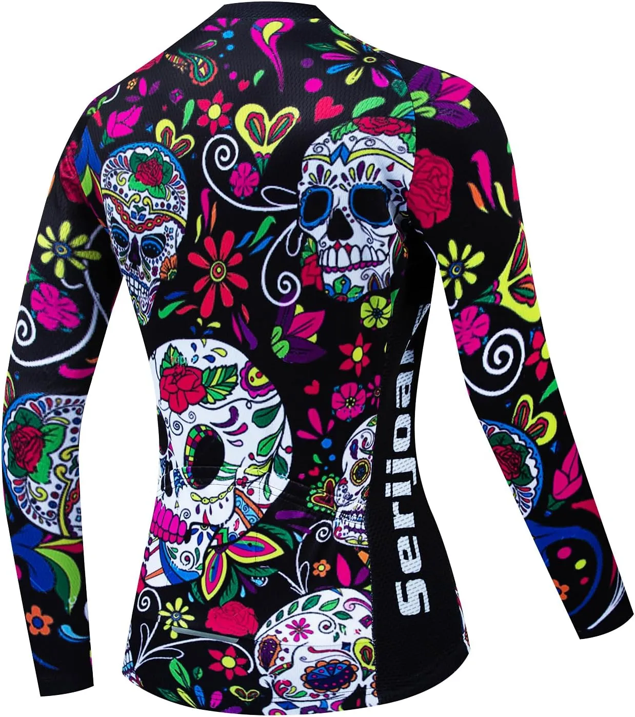 Serijoars Women's Long Sleeve Cycling Jersey MTB Shirts Quick Dry Bike Tops with Reflective Strip