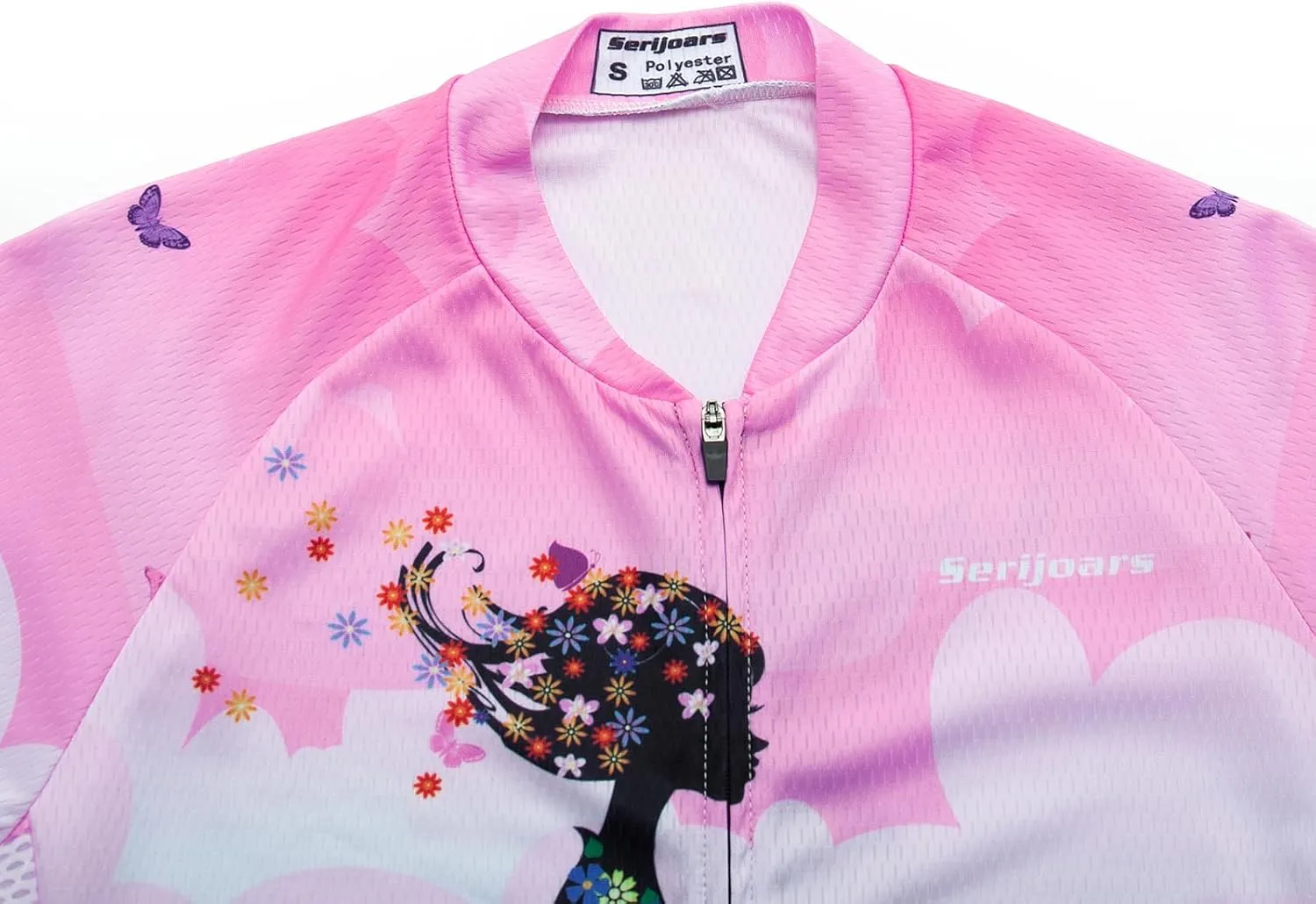 Serijoars Women's Long Sleeve Cycling Jersey MTB Shirts Quick Dry Bike Tops with Reflective Strip