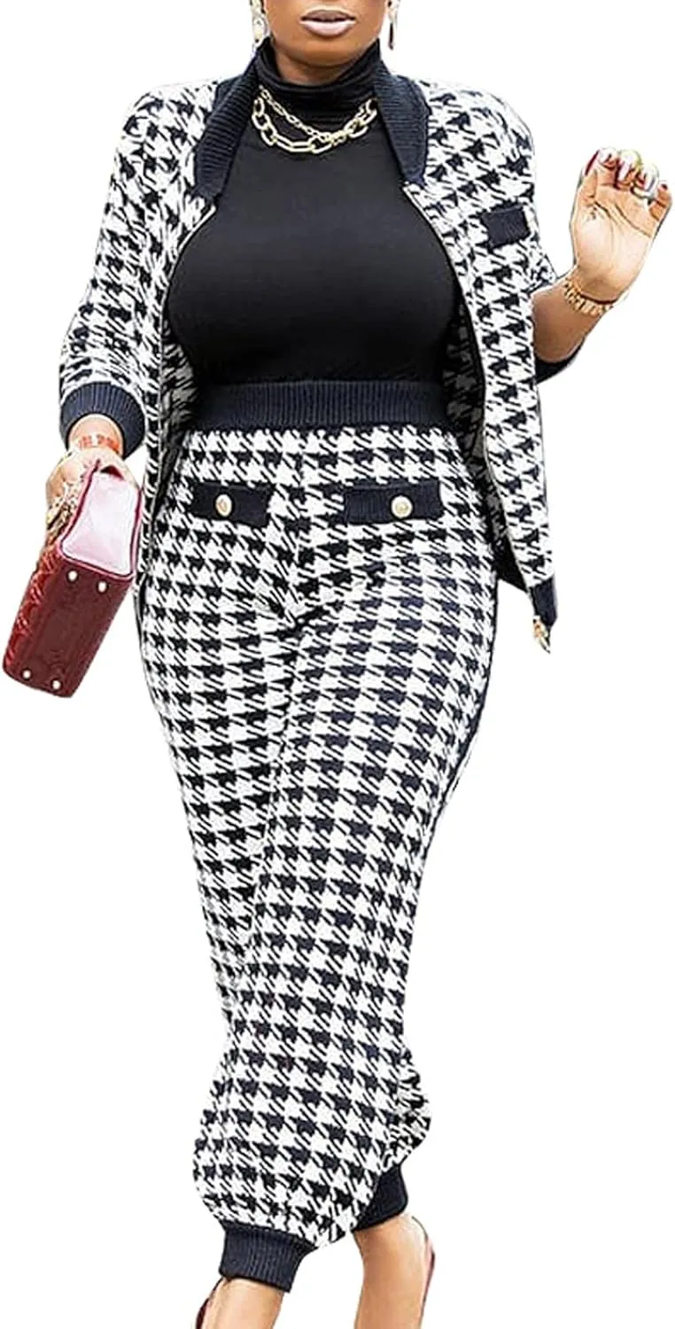 Sexyshine Women's Casual 2 Piece Outfits Printed Long Sleeve Zip Up Jacket Baggy Long Pants Workout Tracksuit Set Suits