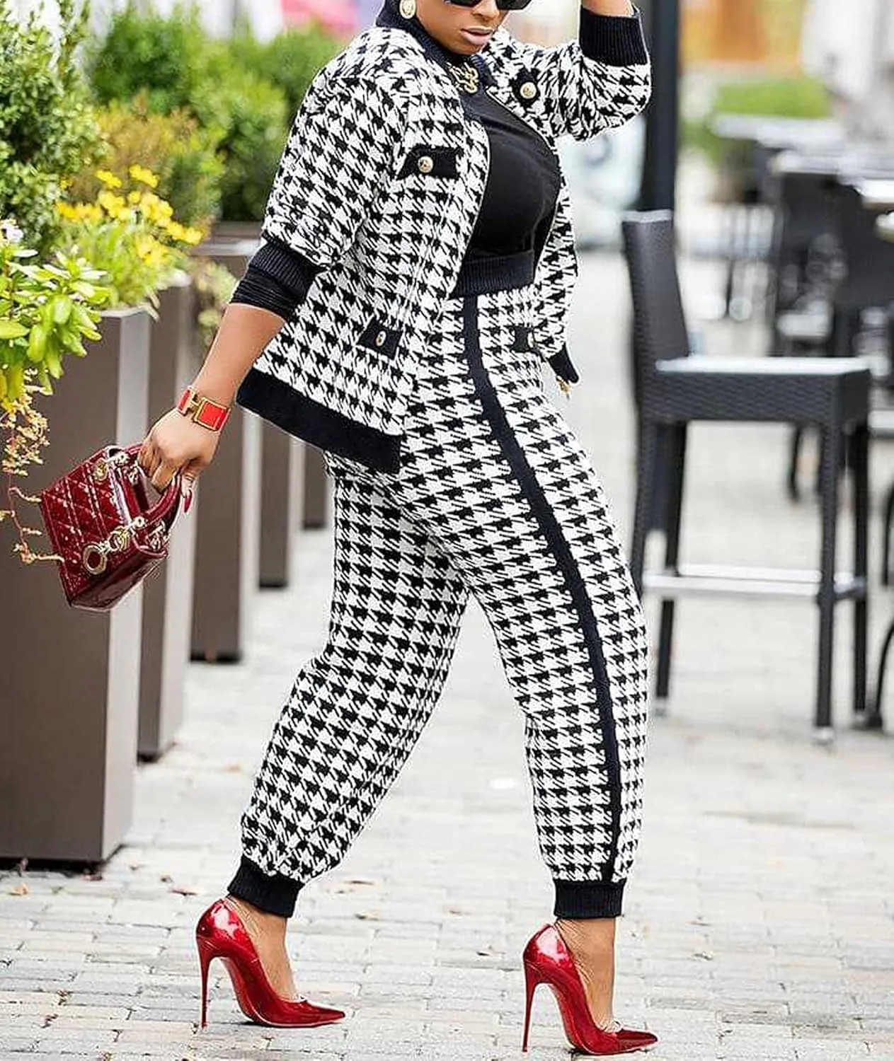 Sexyshine Women's Casual 2 Piece Outfits Printed Long Sleeve Zip Up Jacket Baggy Long Pants Workout Tracksuit Set Suits