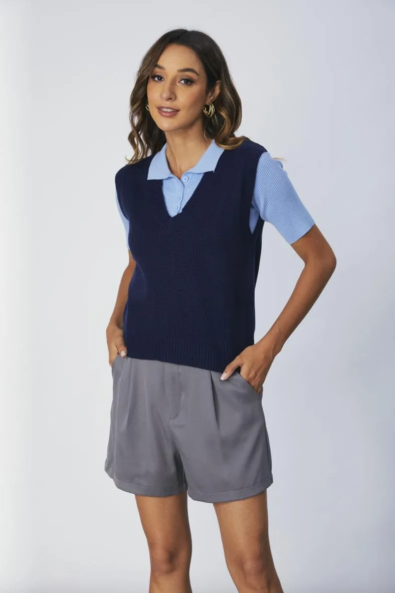 SOLY HUX Women's Sleeveless V Neck Sweater Vest Trendy Pullover Knitwear Tank Tops