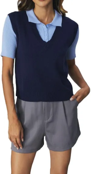 SOLY HUX Women's Sleeveless V Neck Sweater Vest Trendy Pullover Knitwear Tank Tops