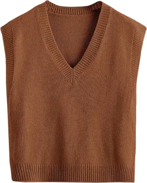 SOLY HUX Women's Sleeveless V Neck Sweater Vest Trendy Pullover Knitwear Tank Tops
