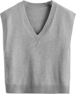 SOLY HUX Women's Sleeveless V Neck Sweater Vest Trendy Pullover Knitwear Tank Tops
