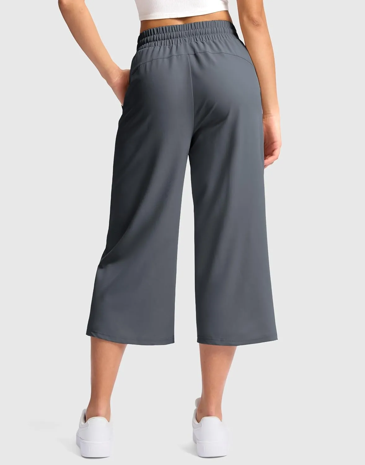 Soothfeel Women's Capri Pants Loose High Waisted Wide Leg Lightweight Travel Hiking Pants for Women Casual Summer with Pocket