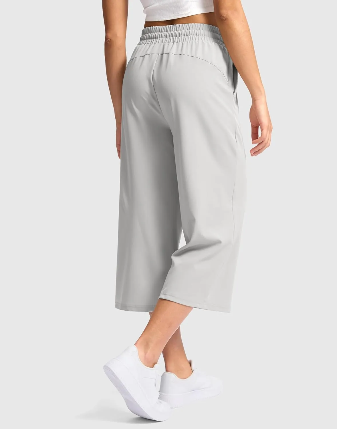 Soothfeel Women's Capri Pants Loose High Waisted Wide Leg Lightweight Travel Hiking Pants for Women Casual Summer with Pocket