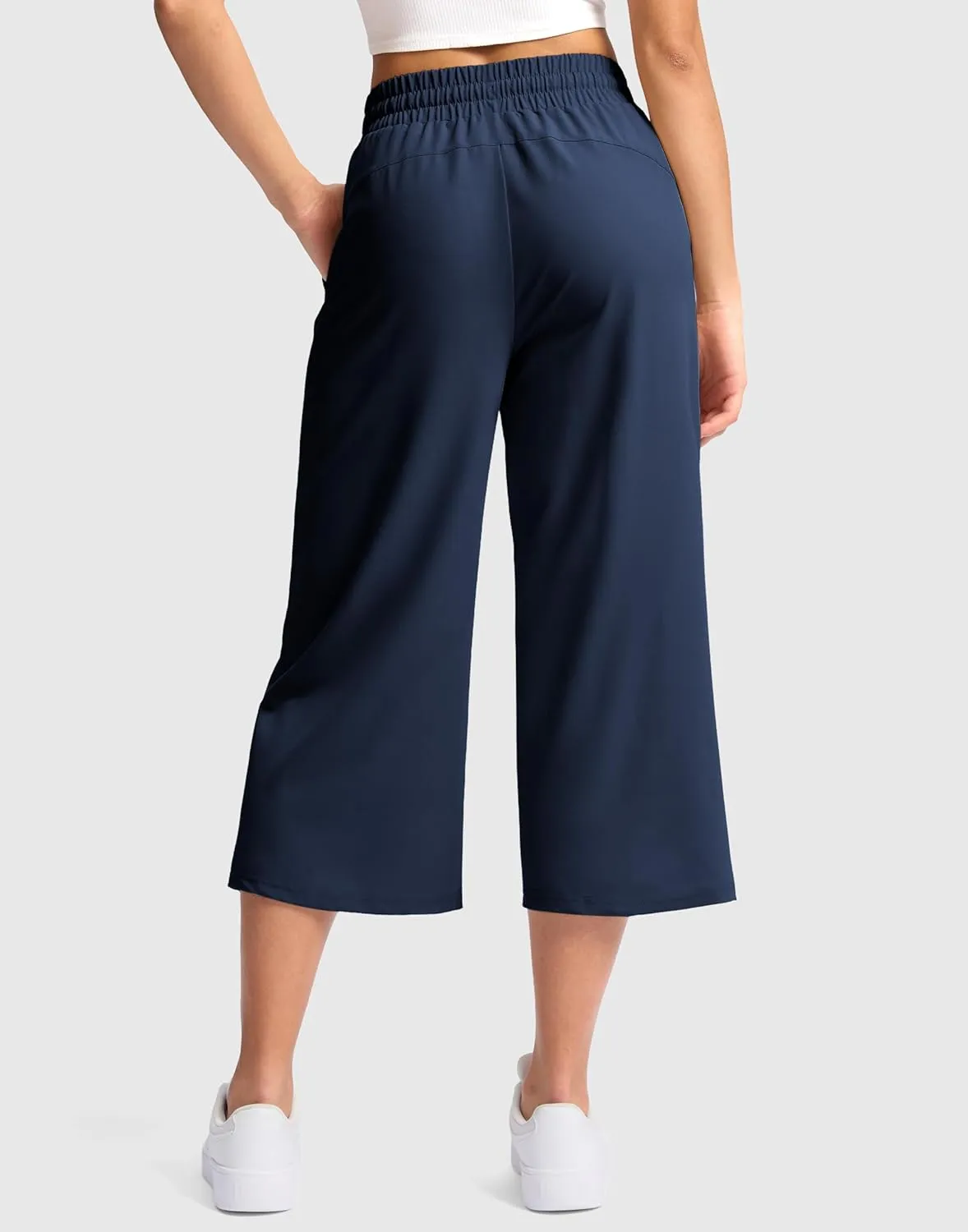 Soothfeel Women's Capri Pants Loose High Waisted Wide Leg Lightweight Travel Hiking Pants for Women Casual Summer with Pocket