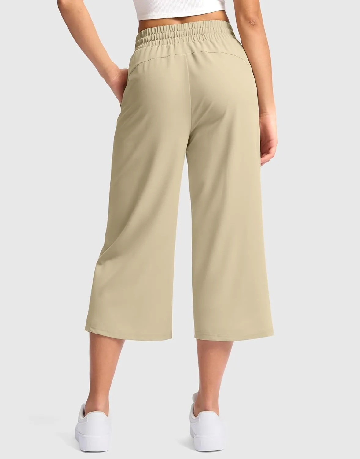 Soothfeel Women's Capri Pants Loose High Waisted Wide Leg Lightweight Travel Hiking Pants for Women Casual Summer with Pocket