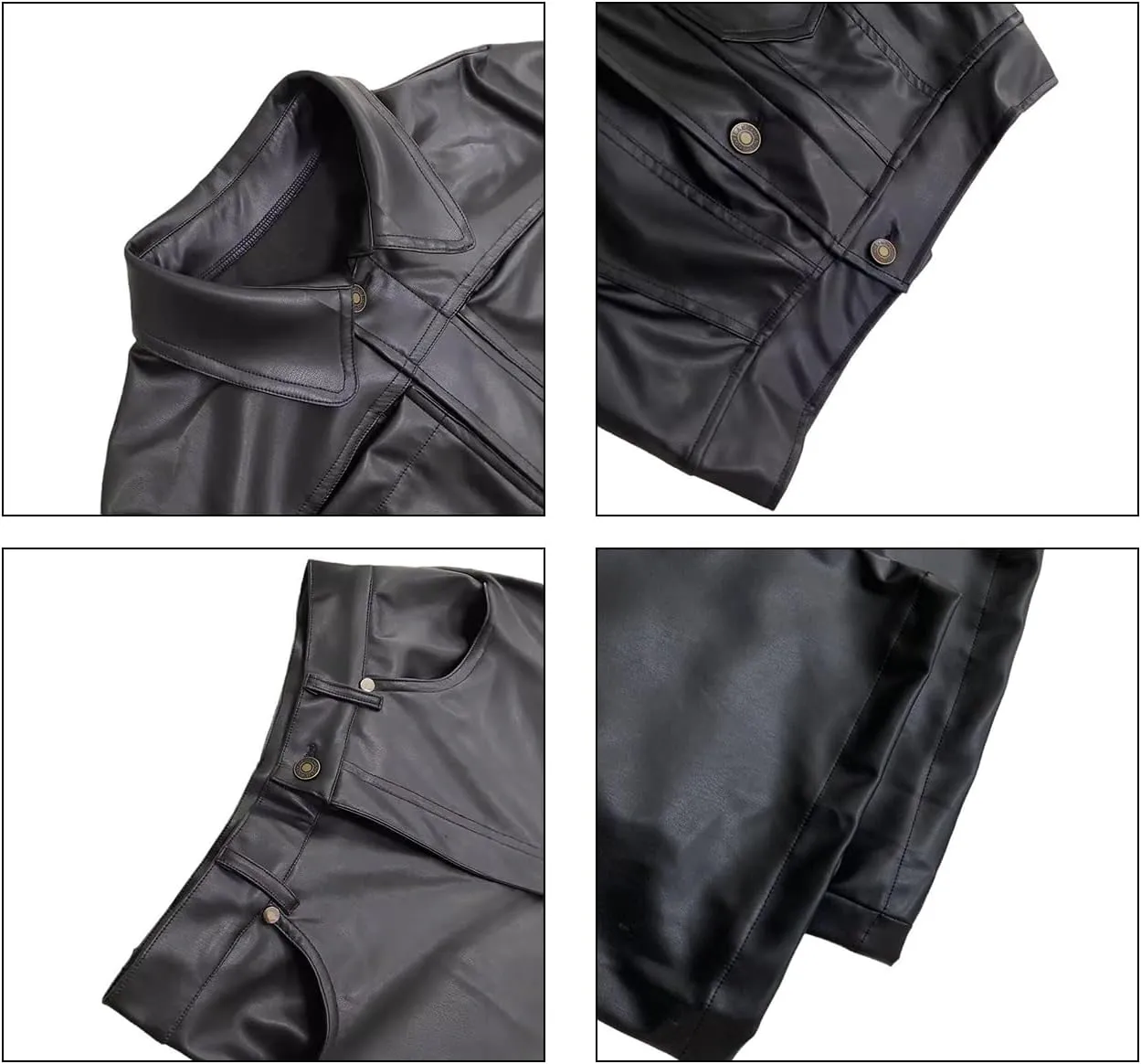 Tbahhir 2 Piece Sexy Leather Outfits for Women Slim Fit Sets Long Sleeve Crop Top and High Waist Flare Pants with Pockets