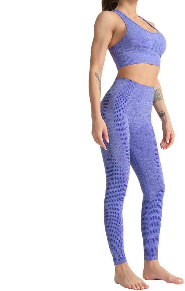 WodoWei Women 2 Piece Workout Outfits Sports Bra Seamless Leggings Yoga Gym Activewear Set