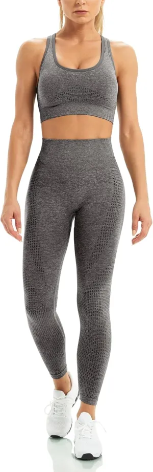 WodoWei Women 2 Piece Workout Outfits Sports Bra Seamless Leggings Yoga Gym Activewear Set