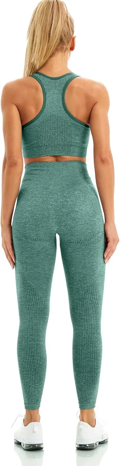 WodoWei Women 2 Piece Workout Outfits Sports Bra Seamless Leggings Yoga Gym Activewear Set