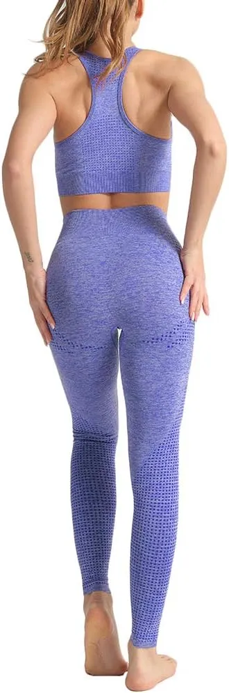 WodoWei Women 2 Piece Workout Outfits Sports Bra Seamless Leggings Yoga Gym Activewear Set