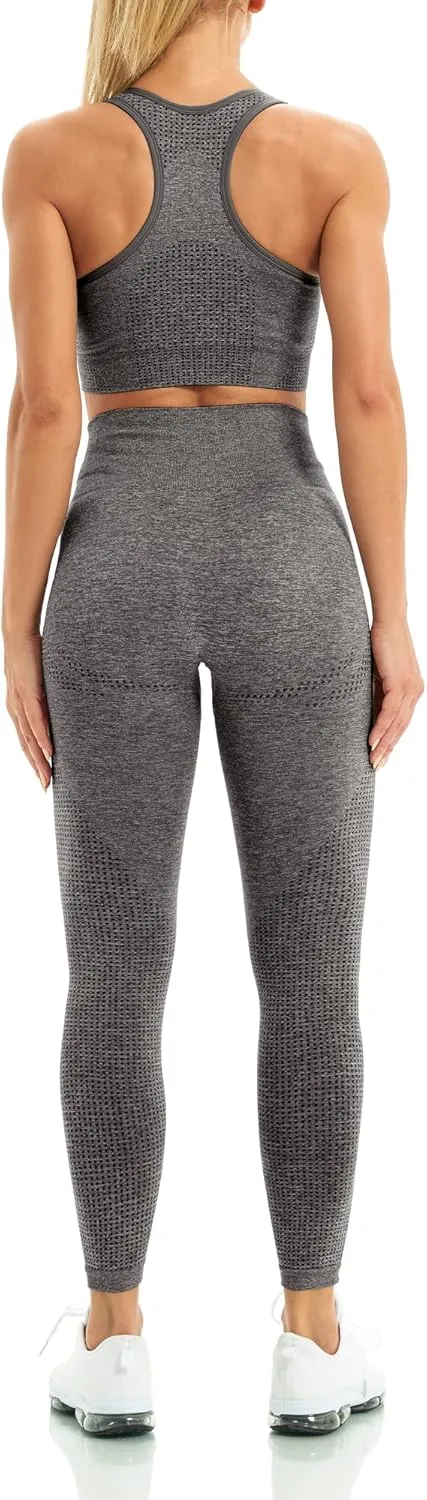 WodoWei Women 2 Piece Workout Outfits Sports Bra Seamless Leggings Yoga Gym Activewear Set