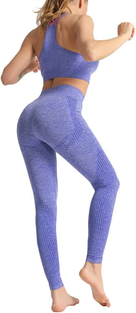 WodoWei Women 2 Piece Workout Outfits Sports Bra Seamless Leggings Yoga Gym Activewear Set