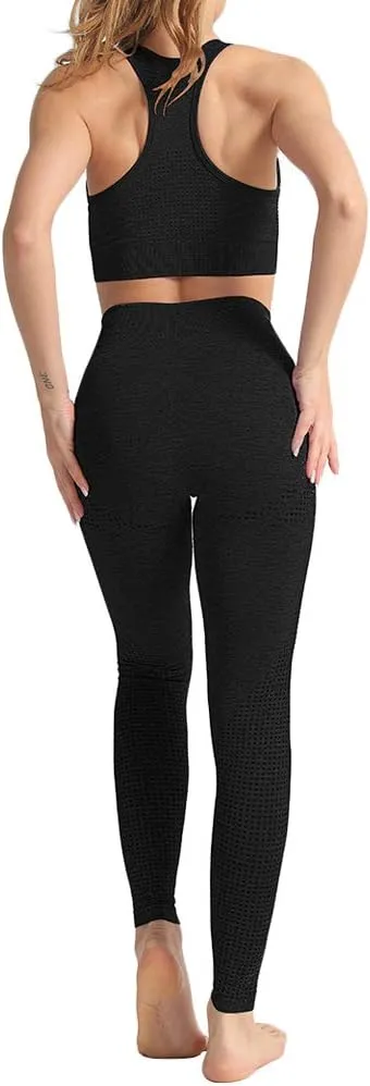 WodoWei Women 2 Piece Workout Outfits Sports Bra Seamless Leggings Yoga Gym Activewear Set