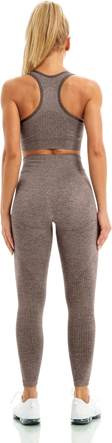 WodoWei Women 2 Piece Workout Outfits Sports Bra Seamless Leggings Yoga Gym Activewear Set