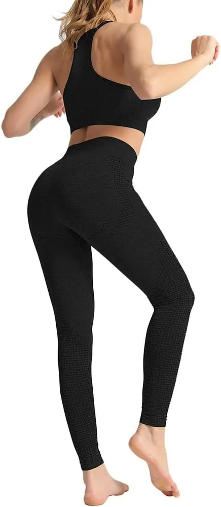 WodoWei Women 2 Piece Workout Outfits Sports Bra Seamless Leggings Yoga Gym Activewear Set